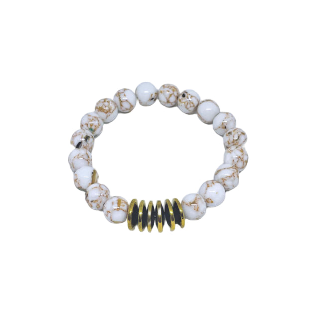 Reconstructed Turquoise and Shell Stretch Bracelet