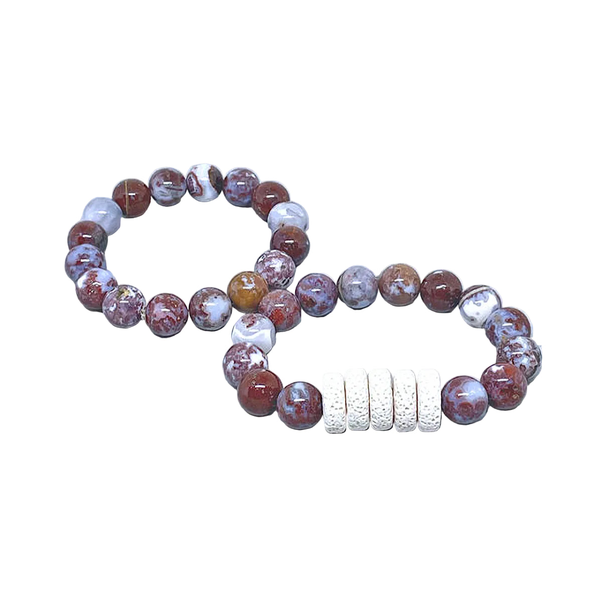 Red Lightening Agate Stretch Bracelet Set