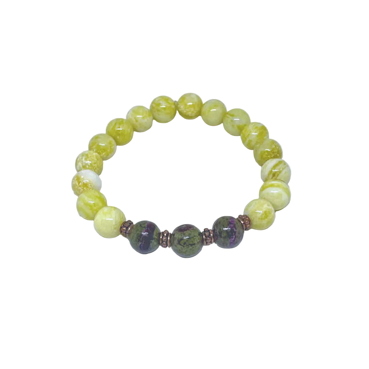 Lemon Jade Stretch Bracelet with Dragon Blood Beads