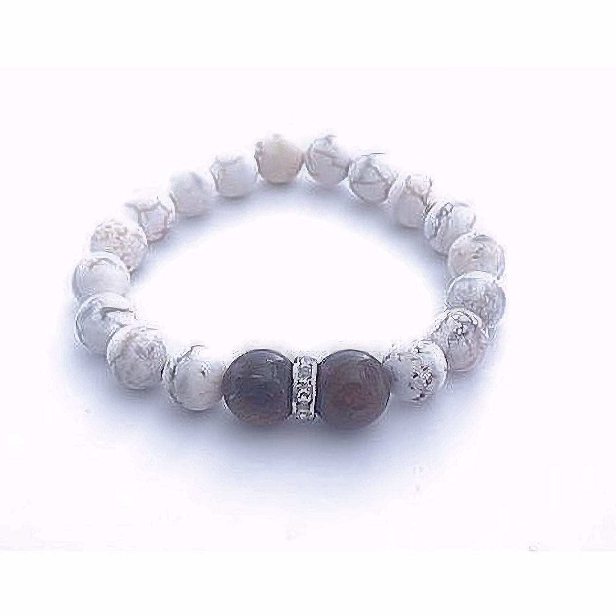 Howlite Stretch Bracelet Accented with Bronzite Beads