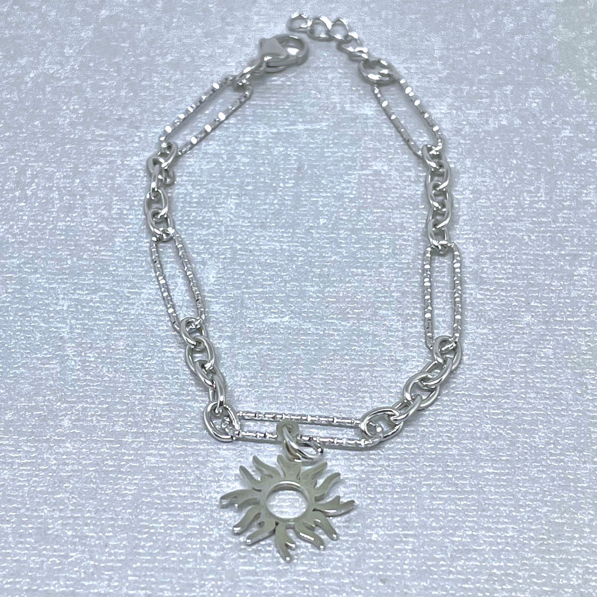 Stainless Steel Paperclip Bracelet with Starburst Charm