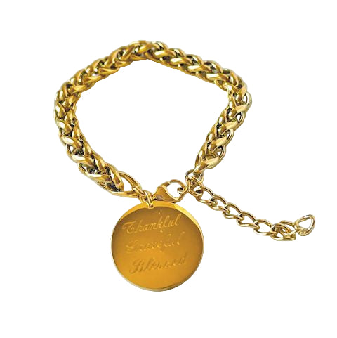 Gold Stainless Steel Charm Bracelet with Extender