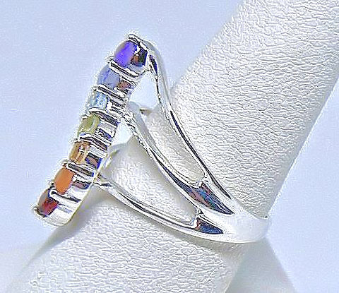 Seven Chakra Sterling Silver Ring