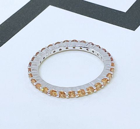 Sterling Silver Eternity Champagne CZ Ring
