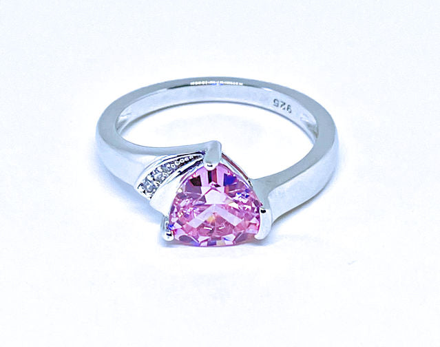 Trillion Pink CZ Ring