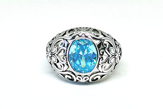Aqua Blue CZ Ring