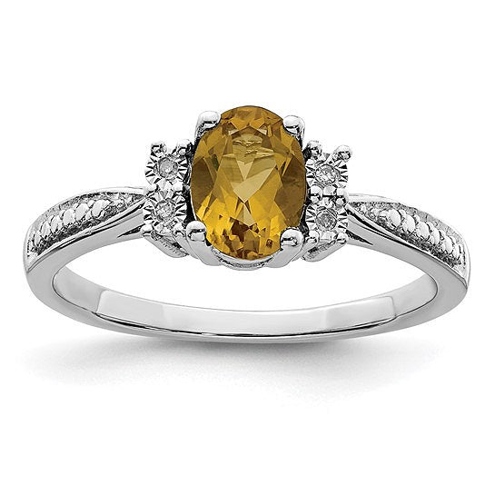 Sterling Silver Oval Whiskey Quartz Ring