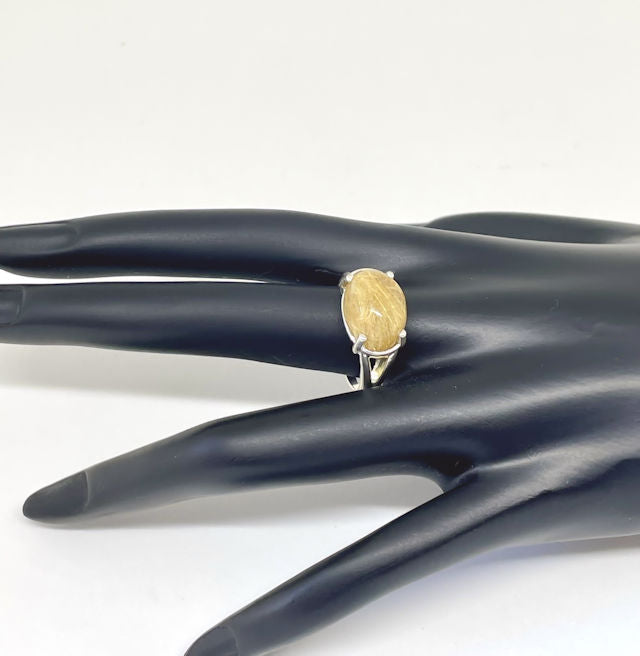 Genuine Oval Rutilated Sterling Silver Ring