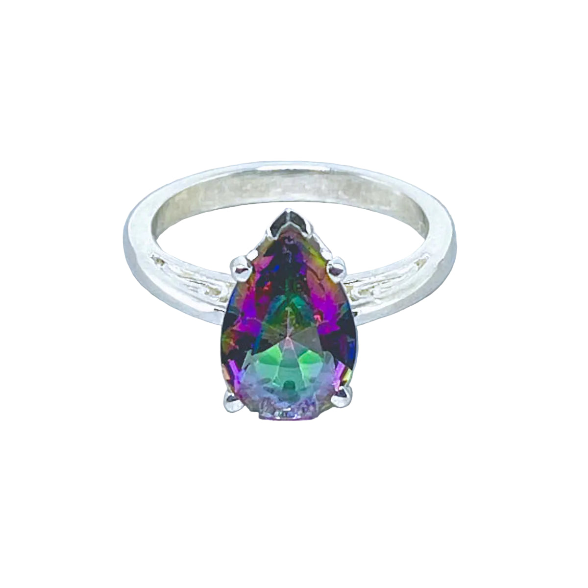 Sterling Silver Genuine Pear Shape Mystic Topaz Ring
