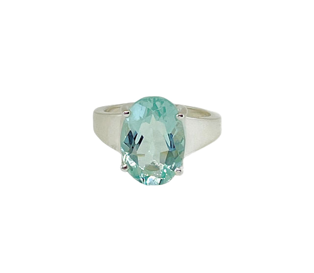 Faceted Oval Sky Blue Topaz Ring