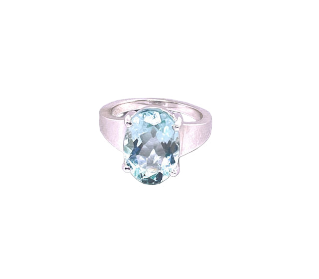 Faceted Oval Sky Blue Topaz Ring