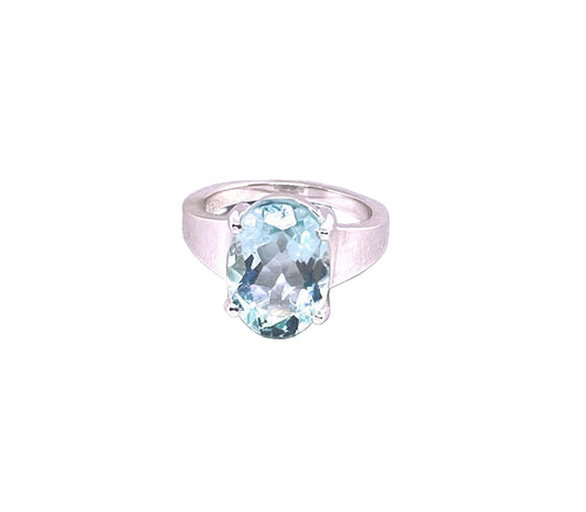 Faceted Oval Sky Blue Topaz Ring