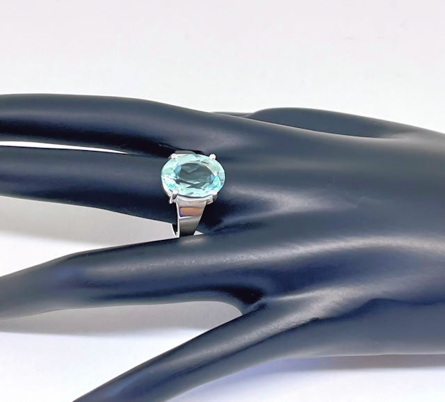 Faceted Oval Sky Blue Topaz Ring