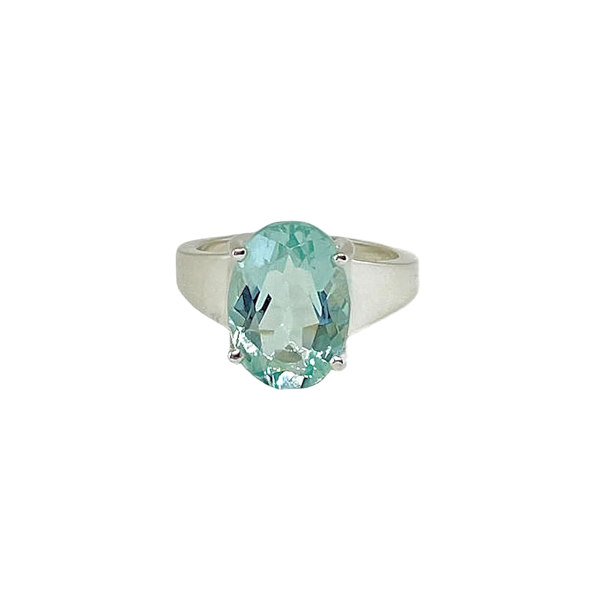 Faceted Oval Sky Blue Topaz Ring