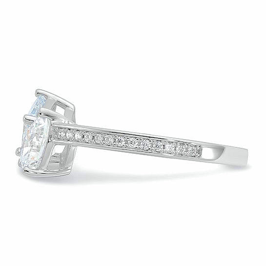 Sterling Silver Pear and Square CZ Ring
