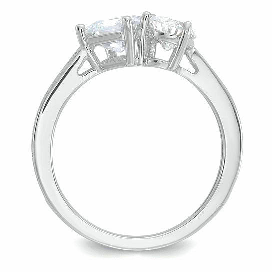 Sterling Silver Pear and Square CZ Ring