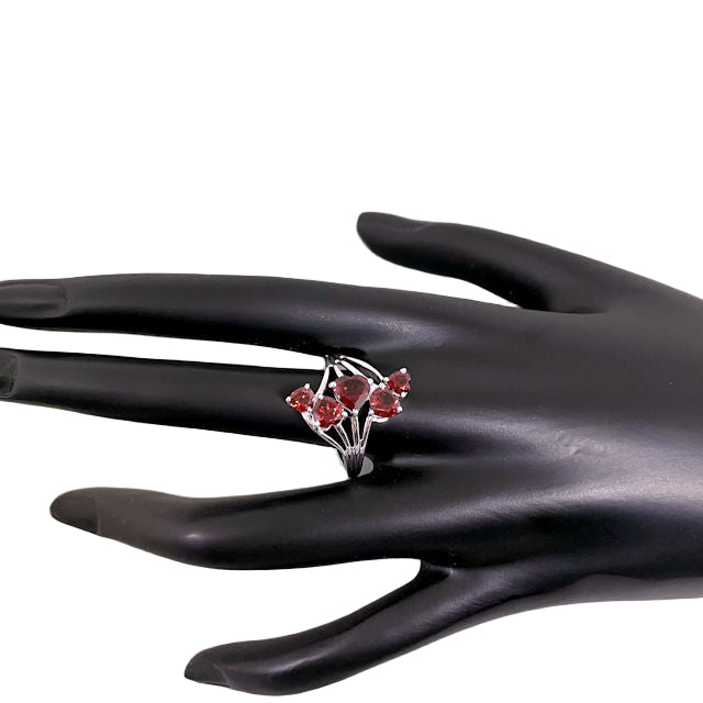 Red Garnet Cluster Ring