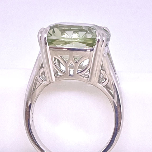 Solitaire Green Prasiolite Ring