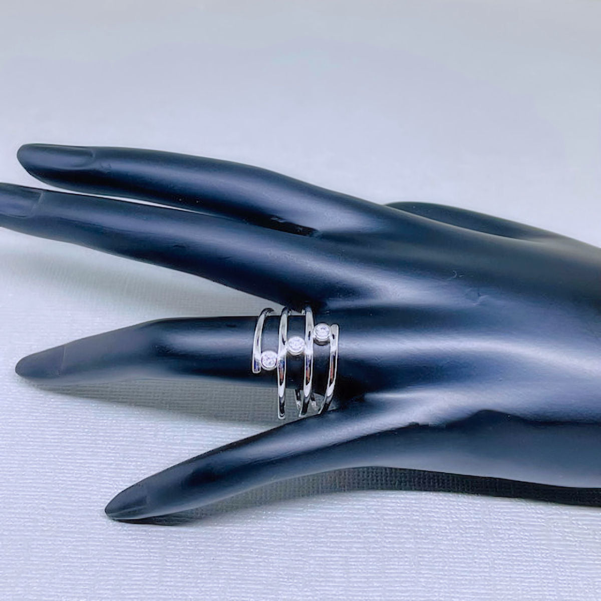 Spiral Sterling Silver CZ Ring