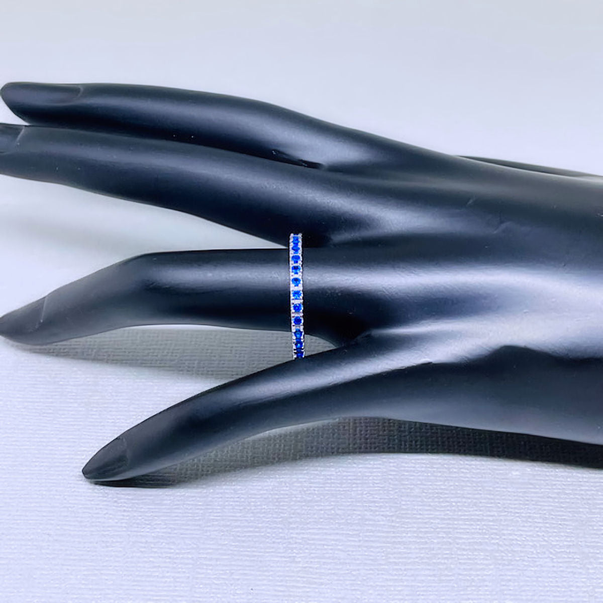 Dainty Blue Sapphire CZ Eternity Ring