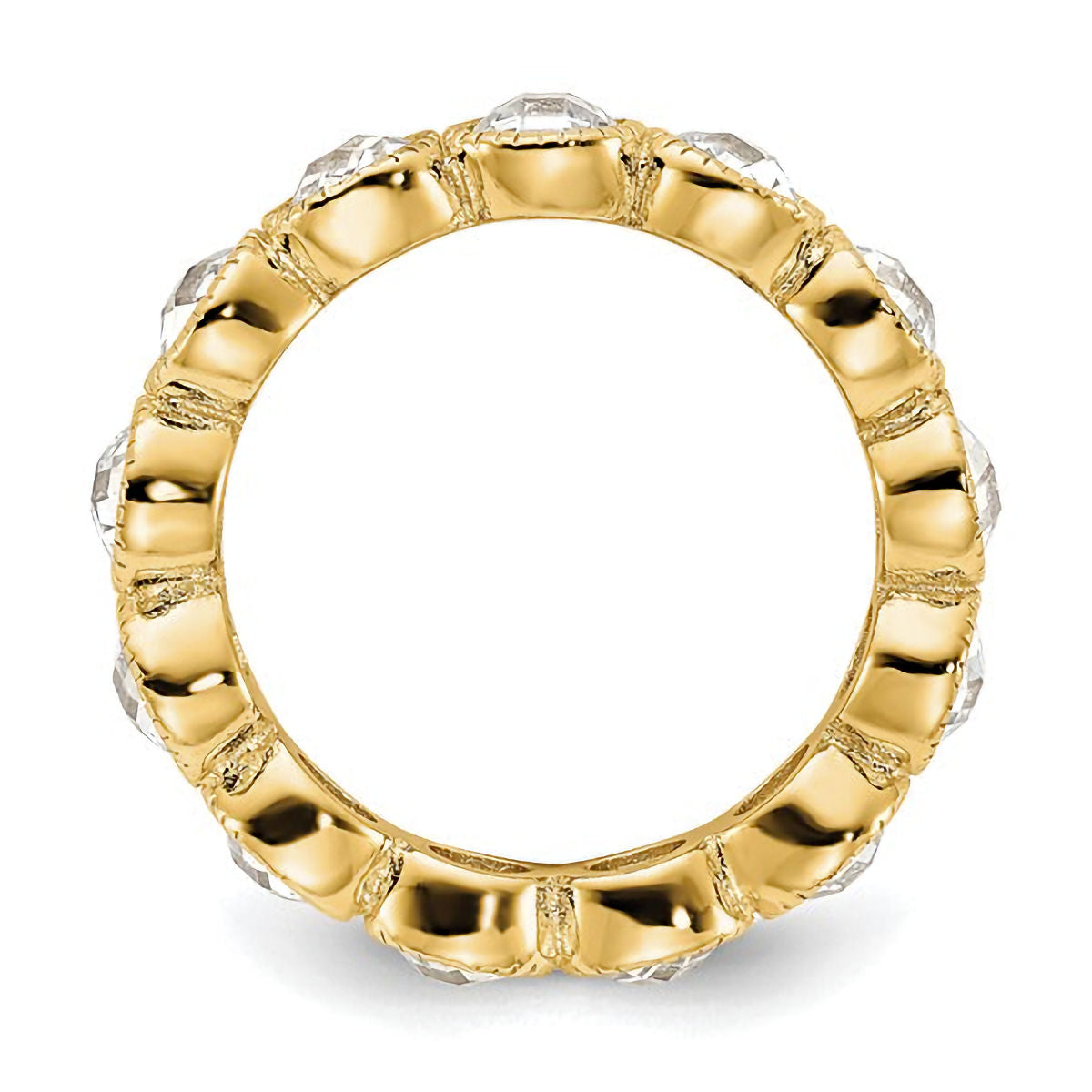 Gold-Plated Sterling Silver Round CZ ring