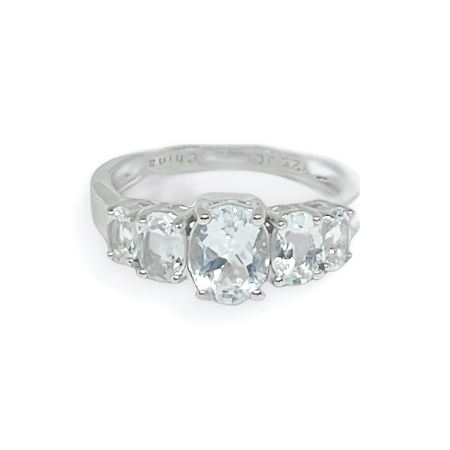 Blue Aquamarine Sterling Silver Ring