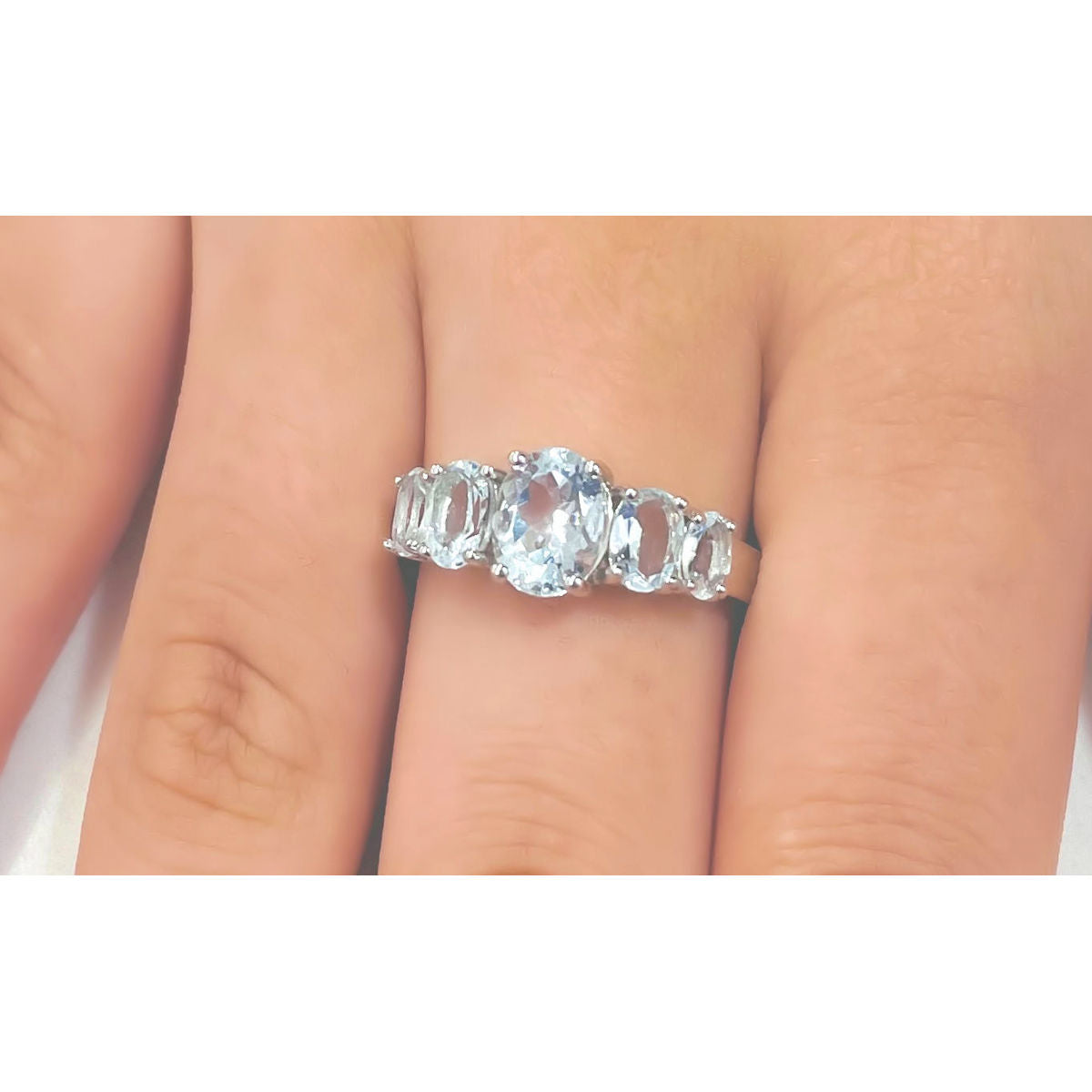 Blue Aquamarine Sterling Silver Ring