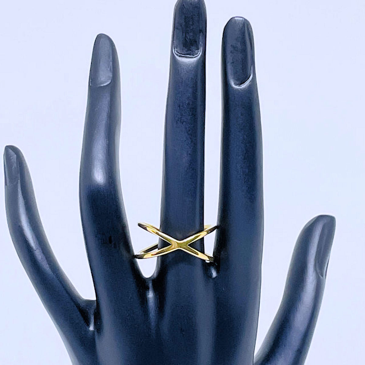 Gold Stainless Steel Criss-Cross Geometric Shape Ring
