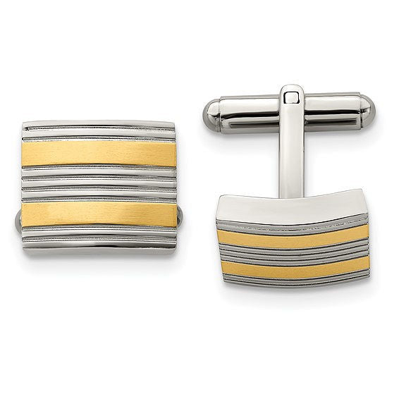 Contemporary Charm: Stainless Steel Yellow IP-Plated Cufflinks