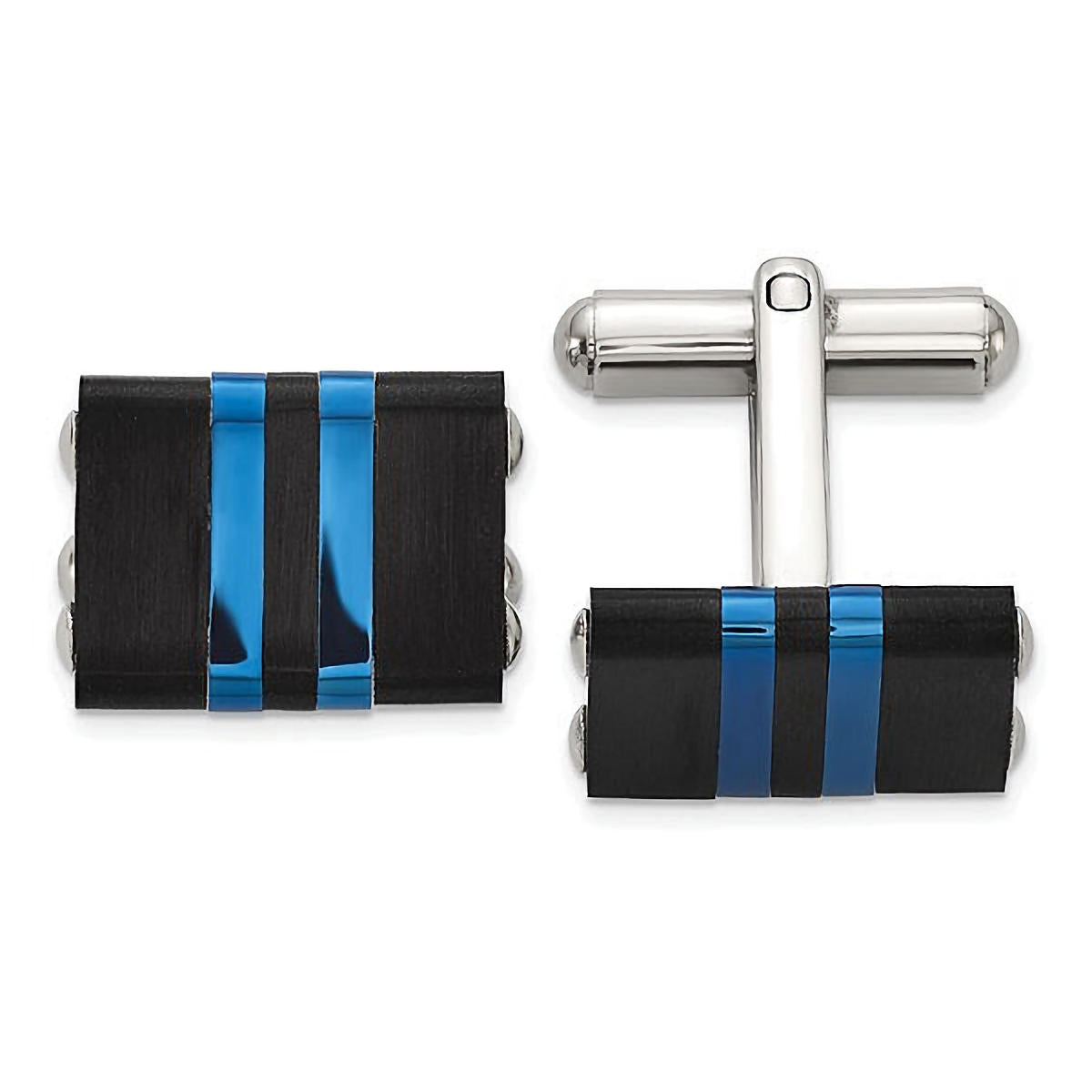 Stainless Steel Blue IP-Plated Cuff Links