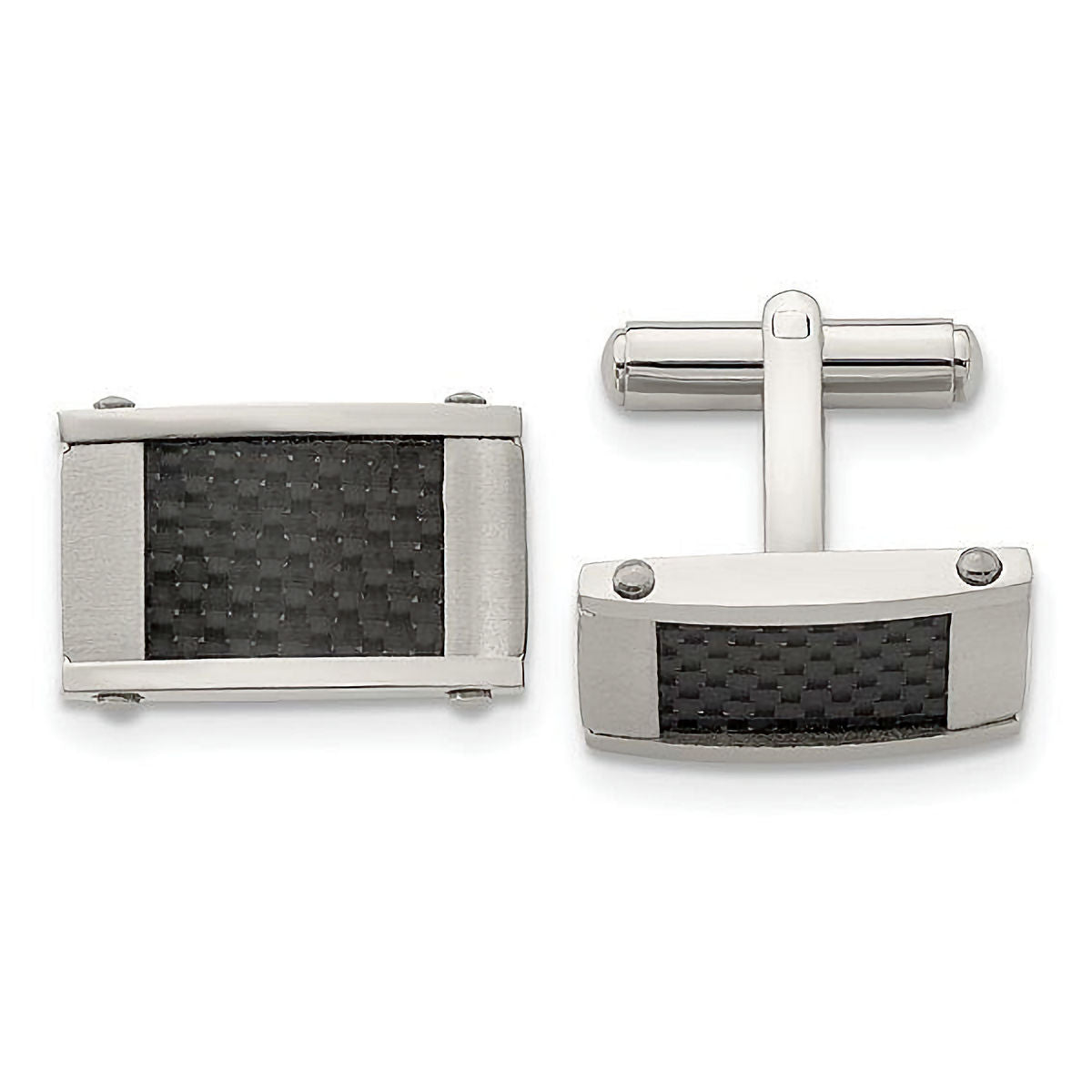 Stainless Steel Black Carbon Fiber Inlay Cufflinks