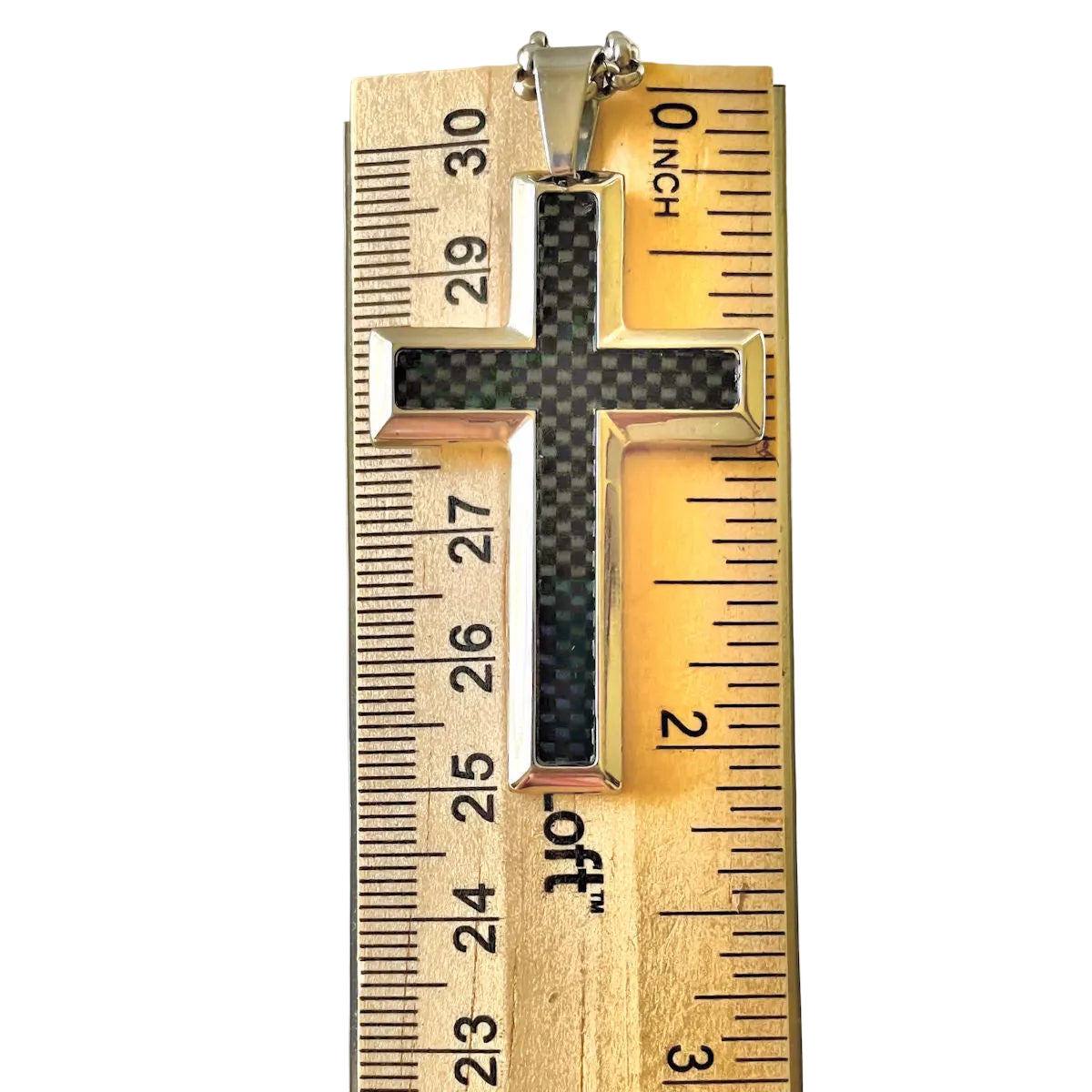 Stainless Steel Black Carbon Fiber Cross Necklace