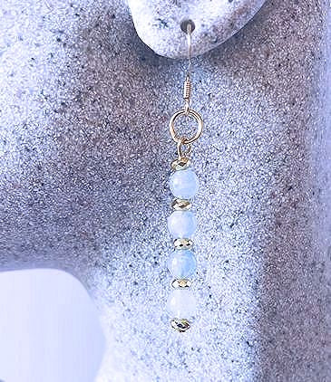 Aquamarine Beaded Earrings with Gold Hematite Spacers
