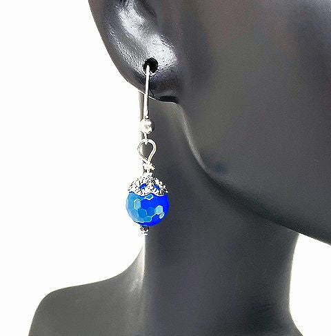 Electroplated Blue Agate Earrings