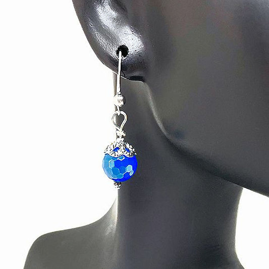 Electroplated Blue Agate Earrings