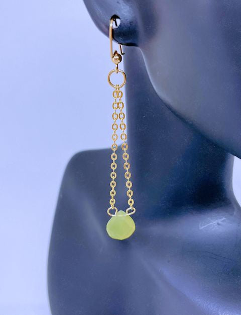 Faceted Green Chalcedony Gemstone Earrings