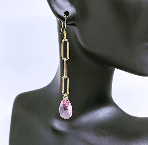 Faceted Rose Teardrop Crystal Earrings