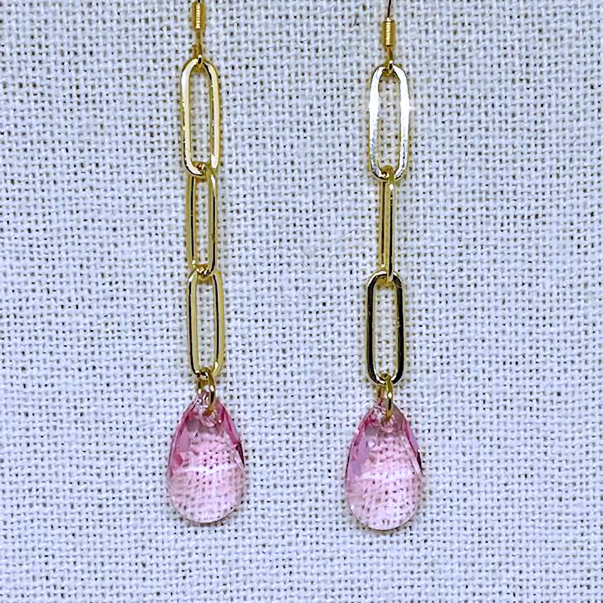 Faceted Rose Teardrop Crystal Earrings