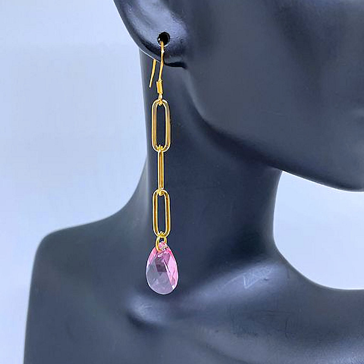 Faceted Rose Teardrop Crystal Earrings