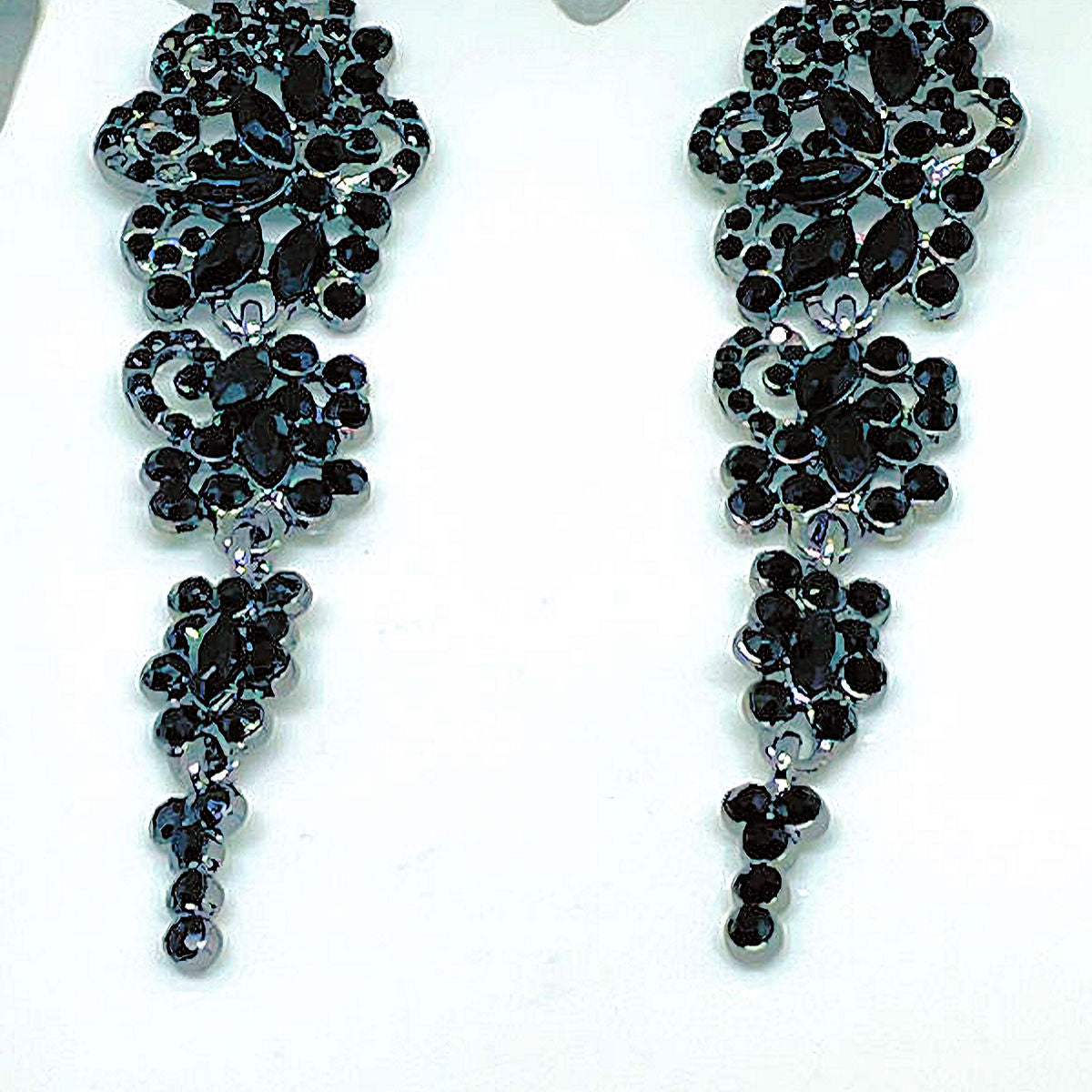 Timeless Glamour: Black Rhinestone Drop Earrings