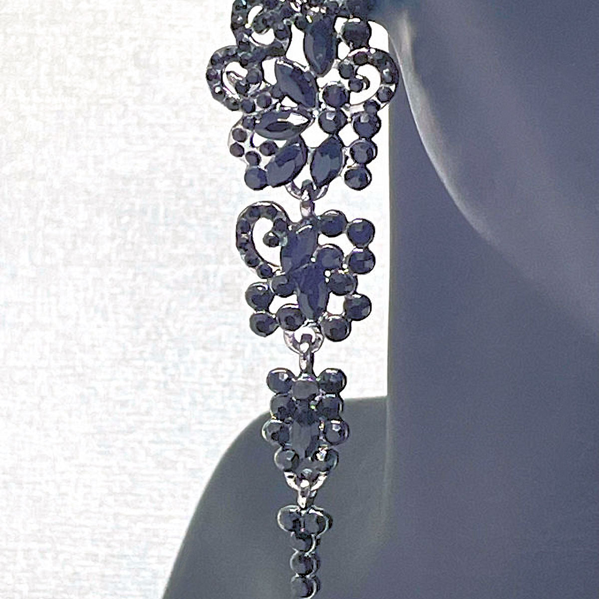 Timeless Glamour: Black Rhinestone Drop Earrings