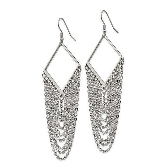 Stainless Steel Multi Chain Hook Dangle Earrings