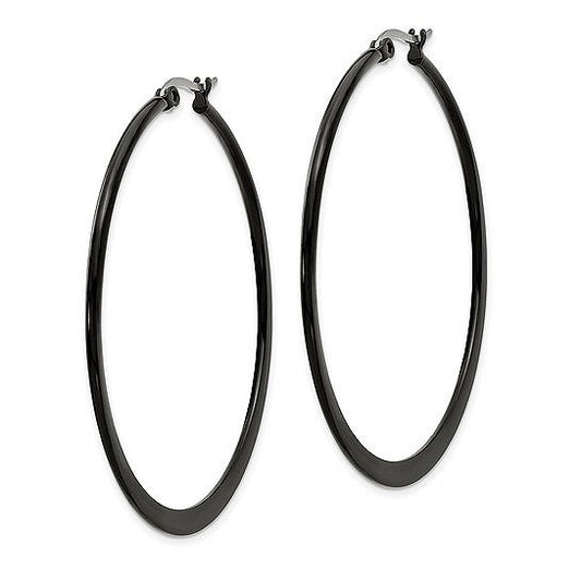 Stainless Steel Black IP Plated Hoop Earrings