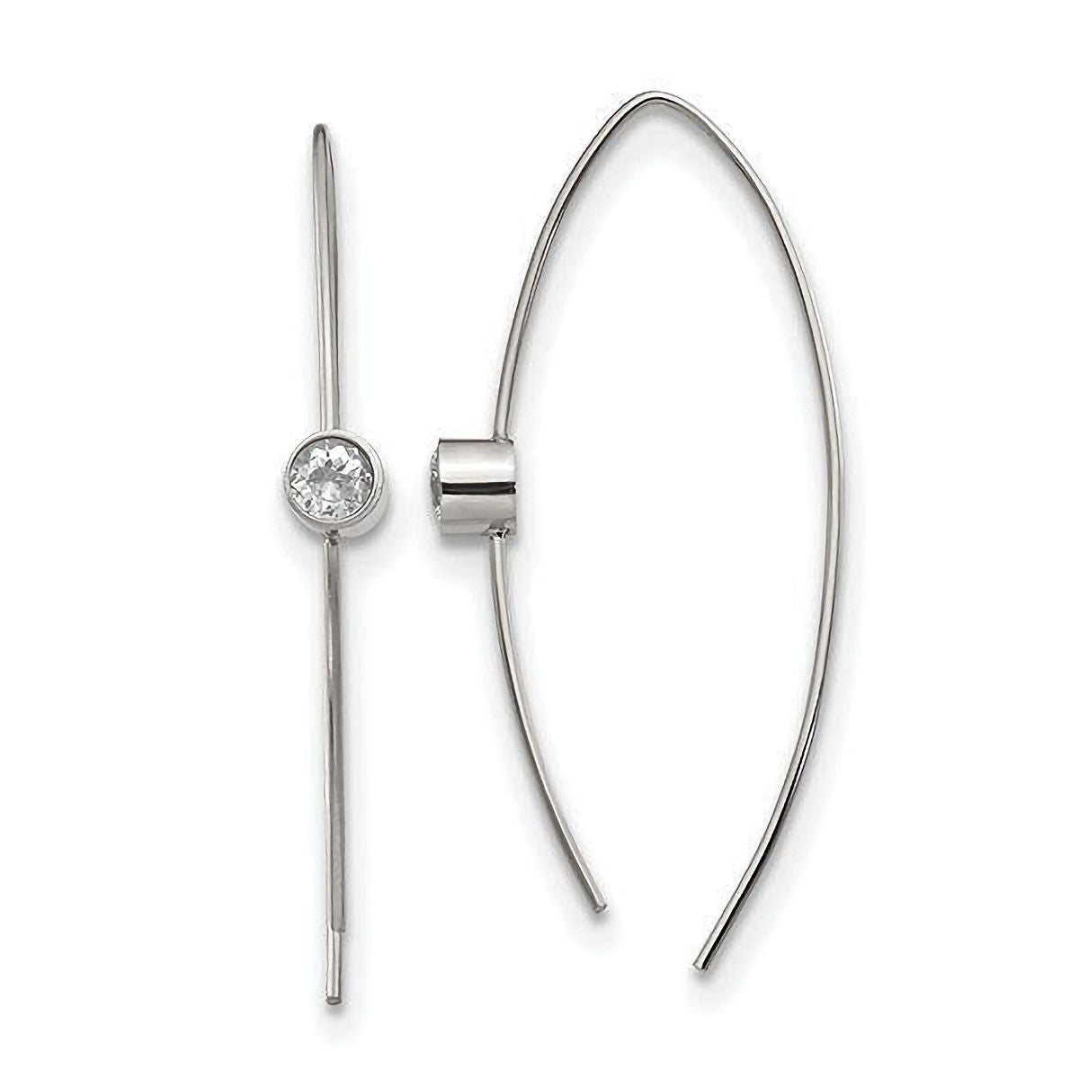 Stainless Steel Drop Earrings with Clear CZ Stone