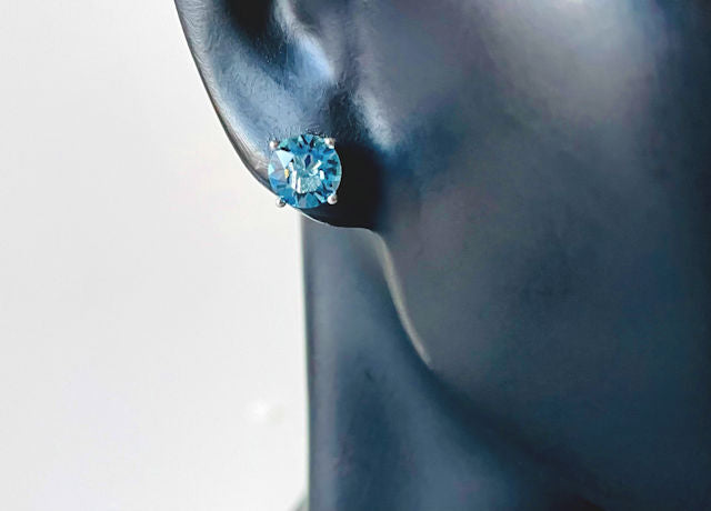 Aqua Blue Crystal Post Earrings