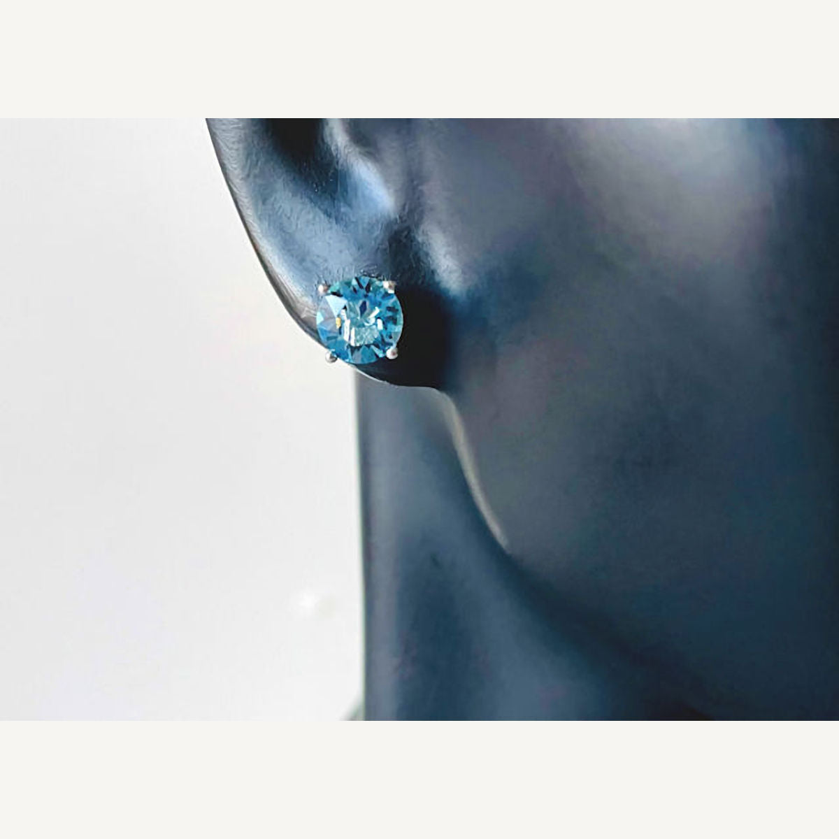 Aqua Blue Crystal Post Earrings