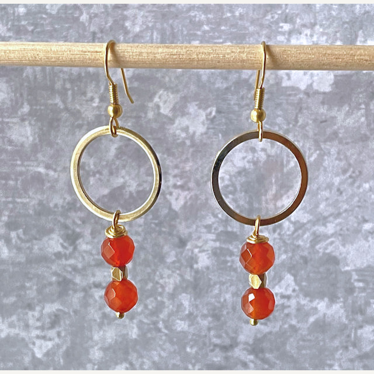 Dainty Faceted Carnelian Drop Earrings