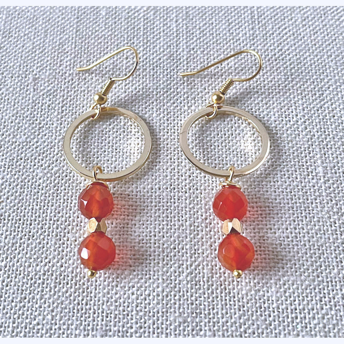 Dainty Faceted Carnelian Drop Earrings