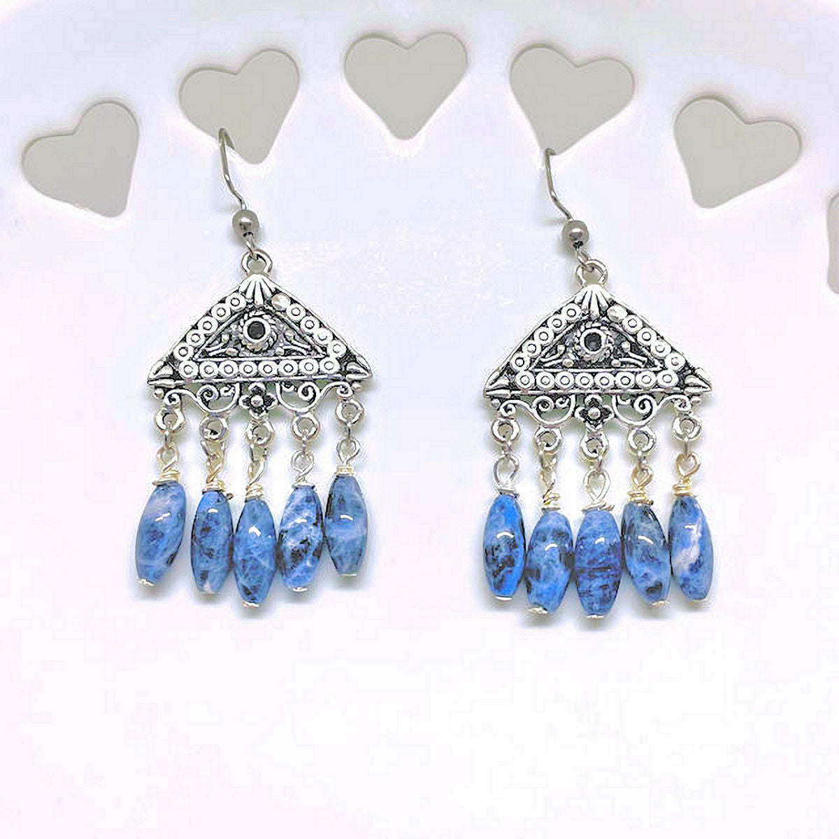 Tribal Earrings with Sodalite Beads