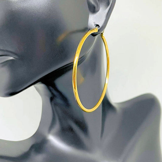 Stainless Steel Gold Tone Hoop Earrings